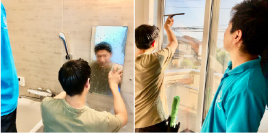 ハウスクリーニングの講習を受ける男性